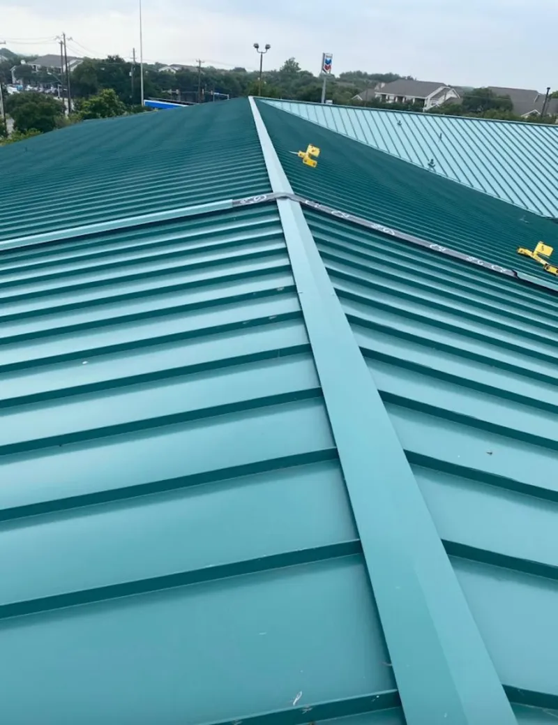 Green commercial metal roof ridge and valley for Metal Roof Repair in Fort Myers Shores